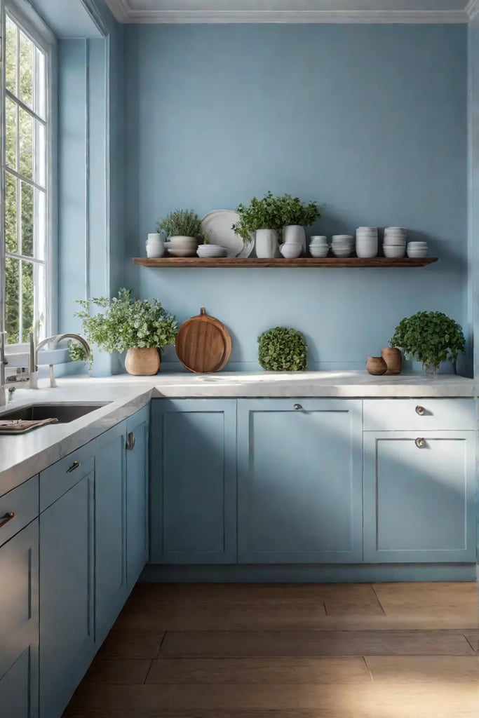 Calming blue hues in a cottage kitchen