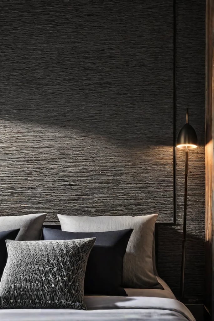 Closeup of grasscloth wallpaper