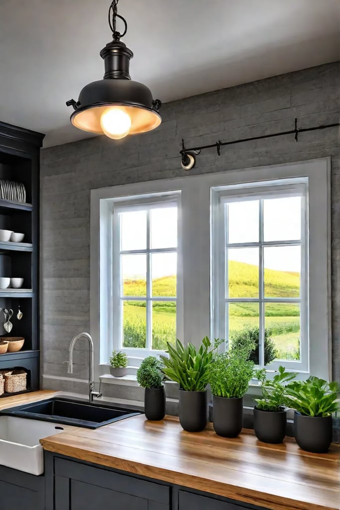 Cottage kitchen with herb garden