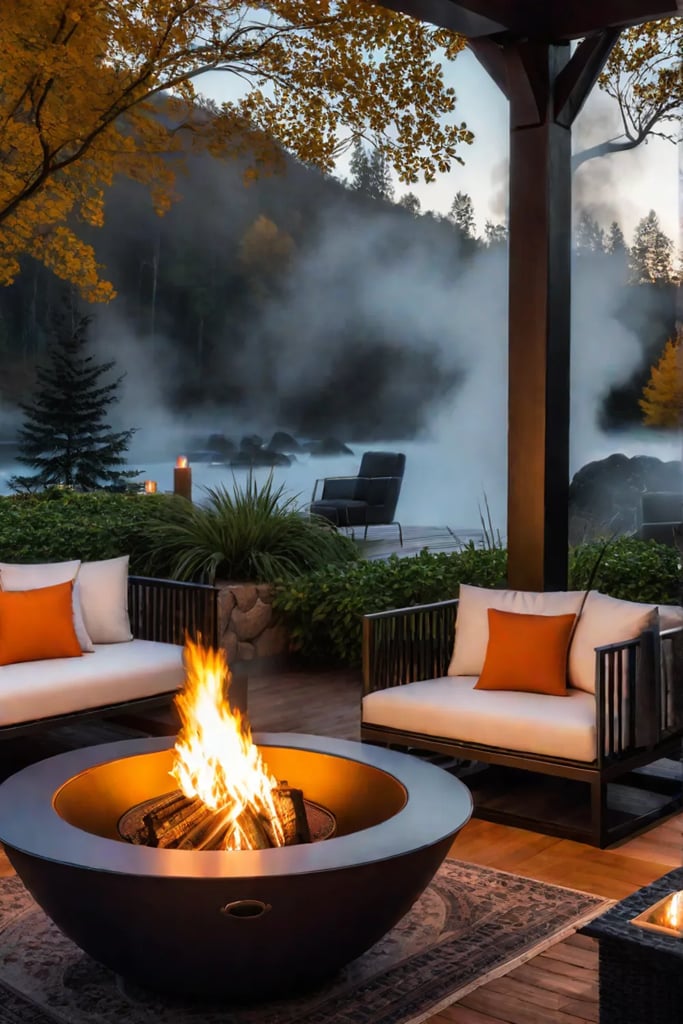 Cozy autumn fire pit gathering