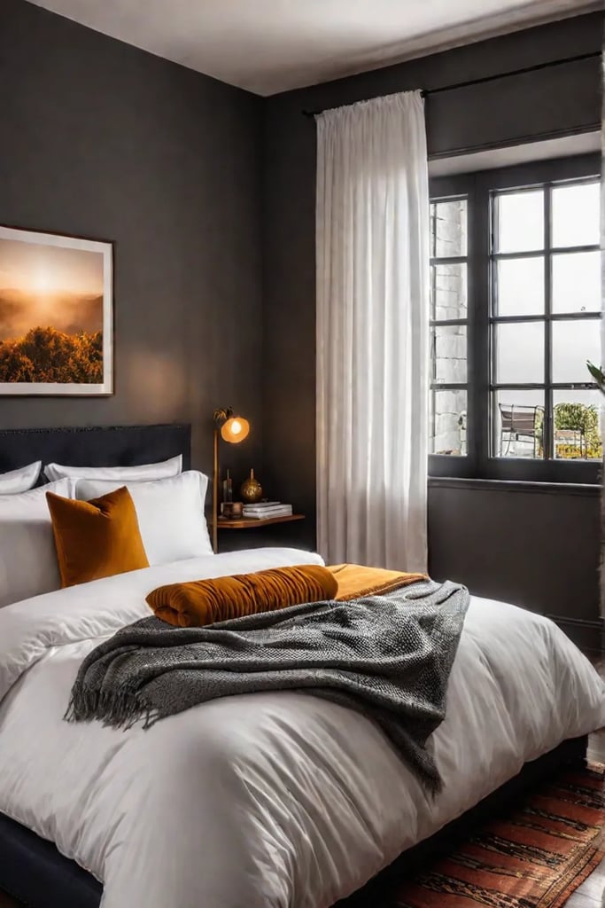 Cozy bedroom with warm wall paint