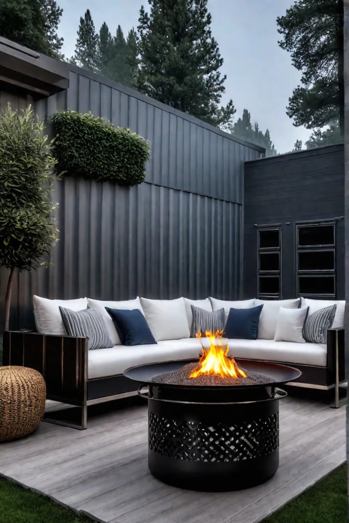 Cozy patio outdoor entertaining fire pit warmth