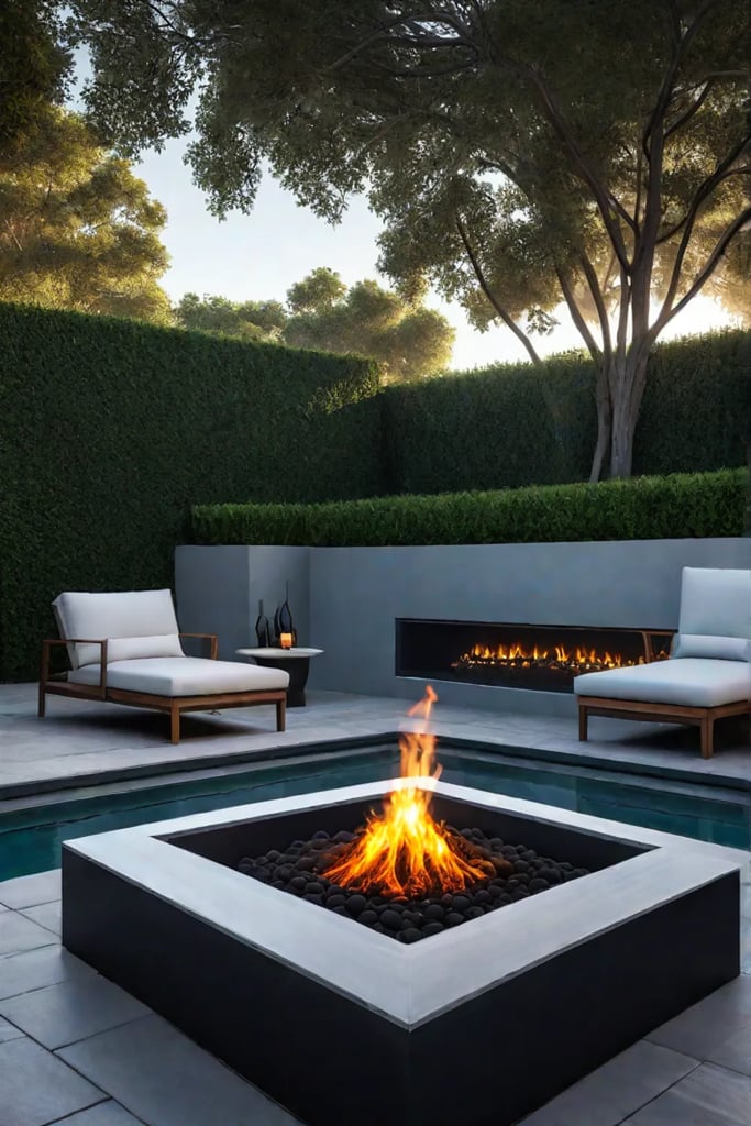 Custom fire pit backyard oasis poolside fire pit