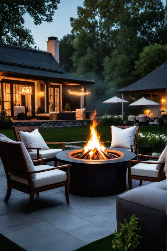 Fire pit game night setting