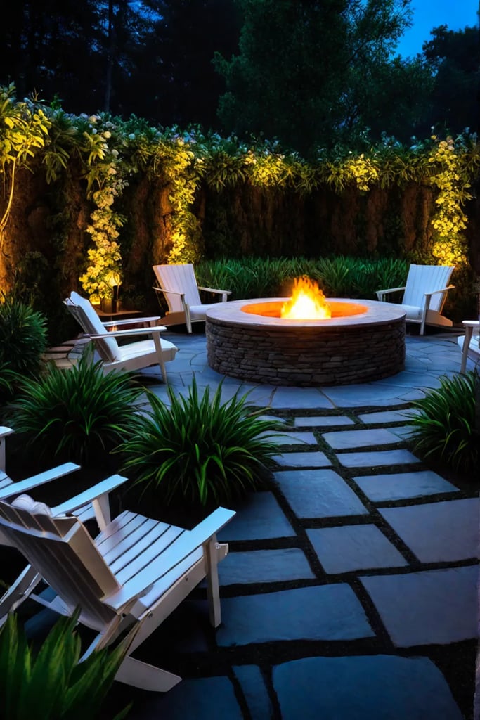 Landscaped fire pit for entertaining