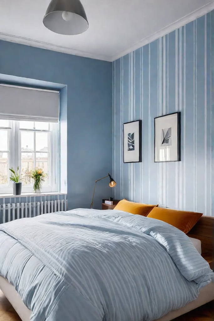 Light and airy bedroom with spacesaving furniture