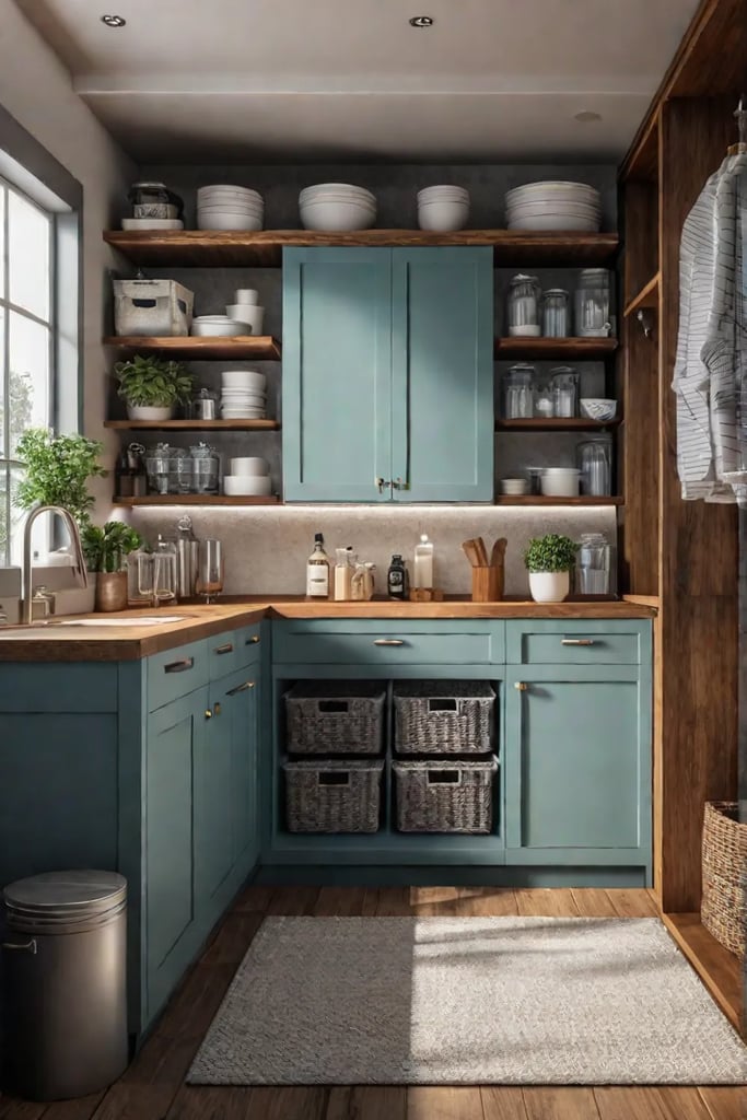 Maximizing undersink storage in a cottage kitchen