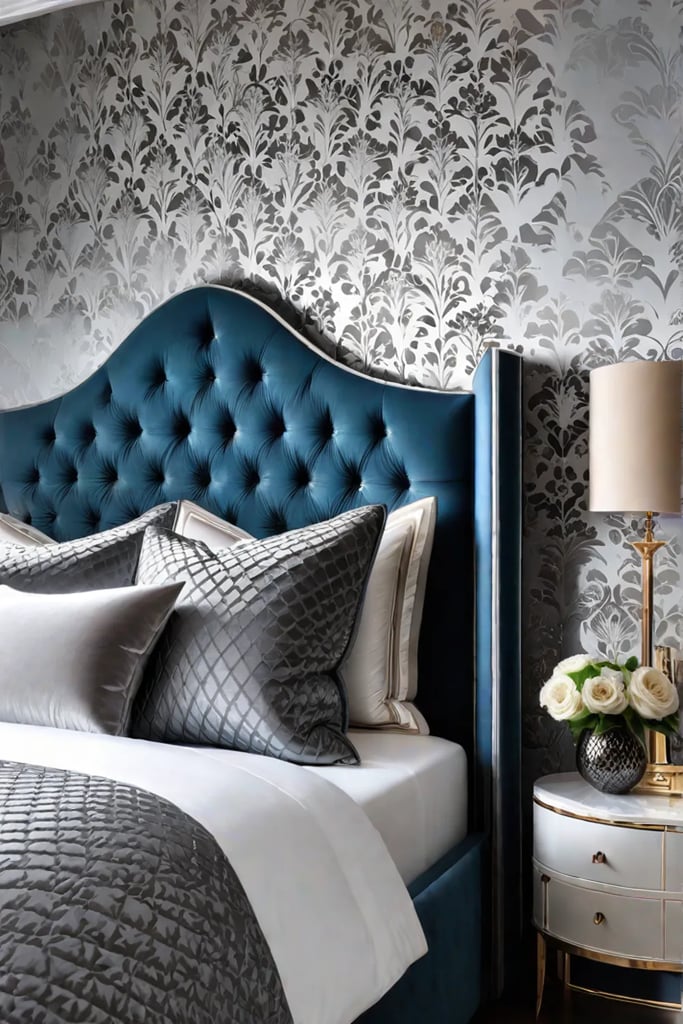 Metallic wallpaper bedroom