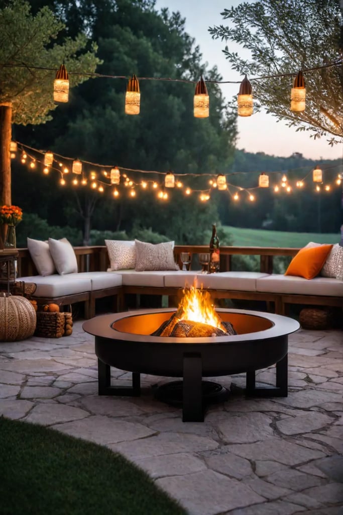 Outdoor celebration ambiance with a fire pit