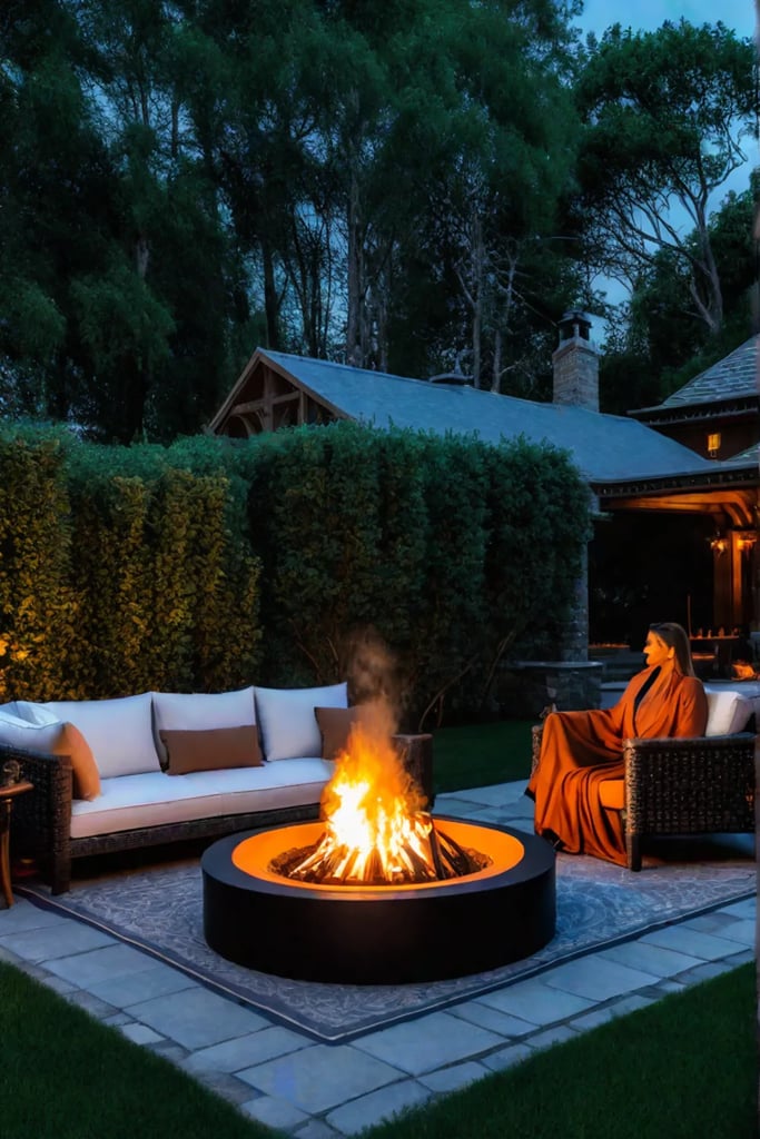 Outdoor entertainment area with a fire pit