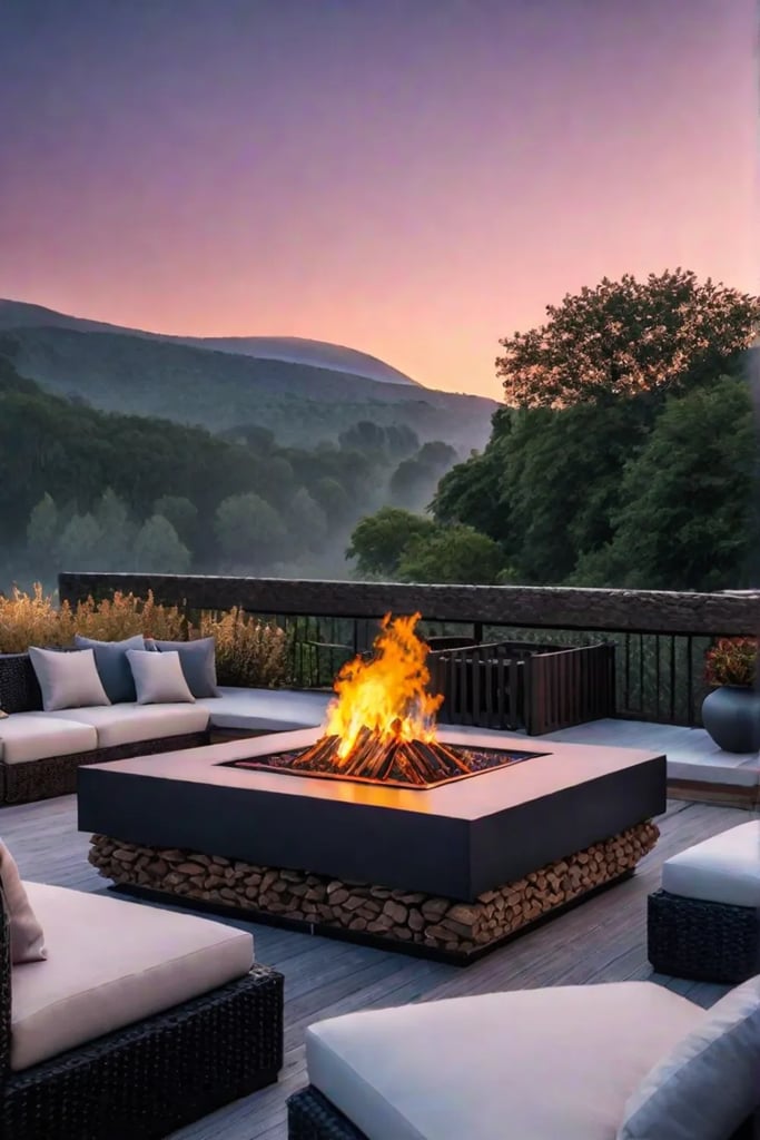 Outdoor living with a fire pit in fall
