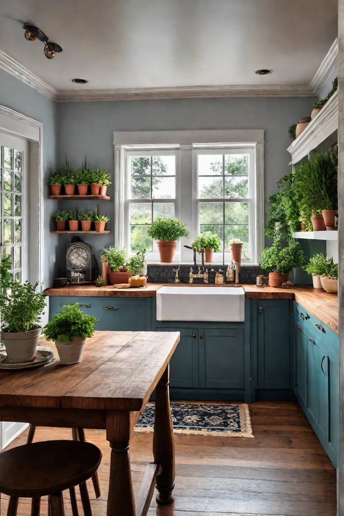 Retroinspired cottage kitchen with island