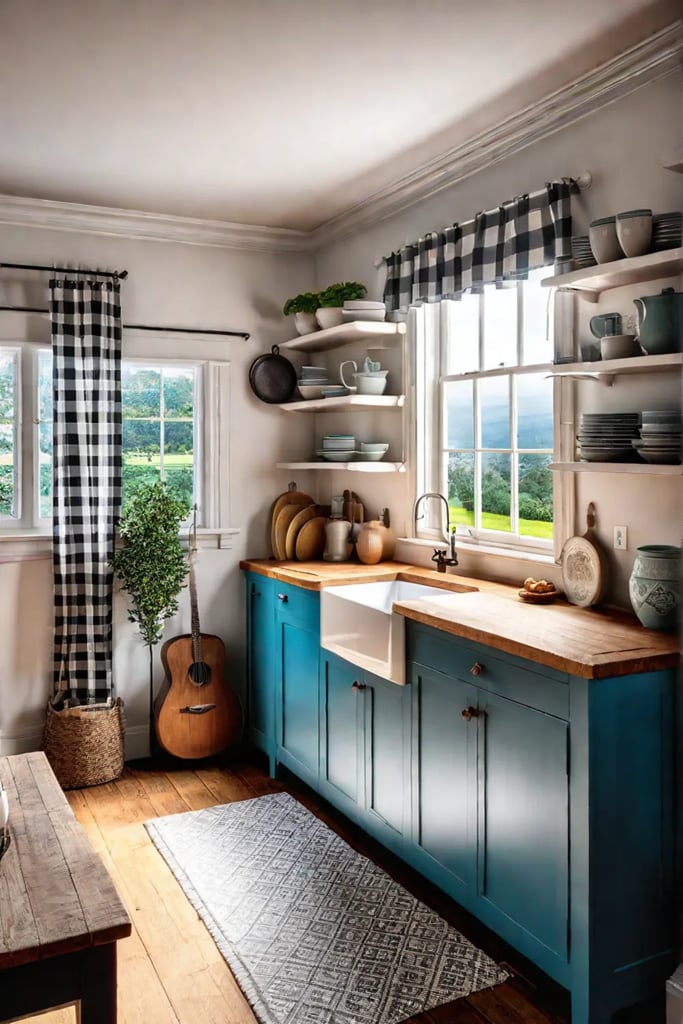 Rustic cottage kitchen with farmhouse sink