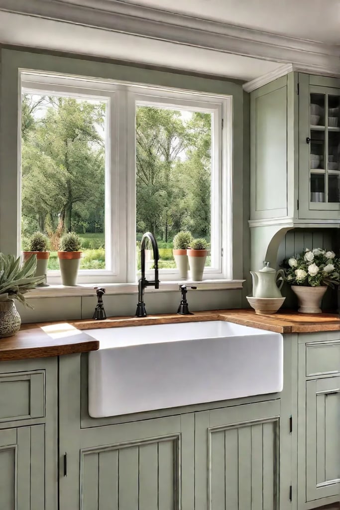 Serene cottage kitchen with green accents