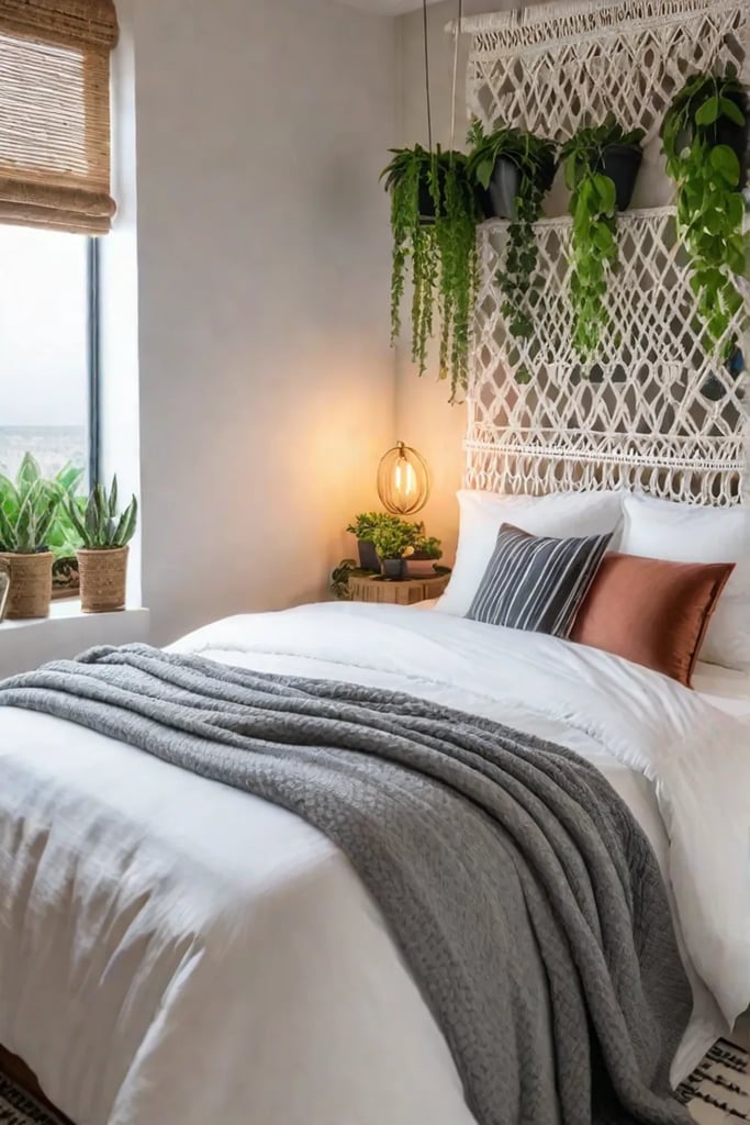 Small bedroom with warm neutral tones