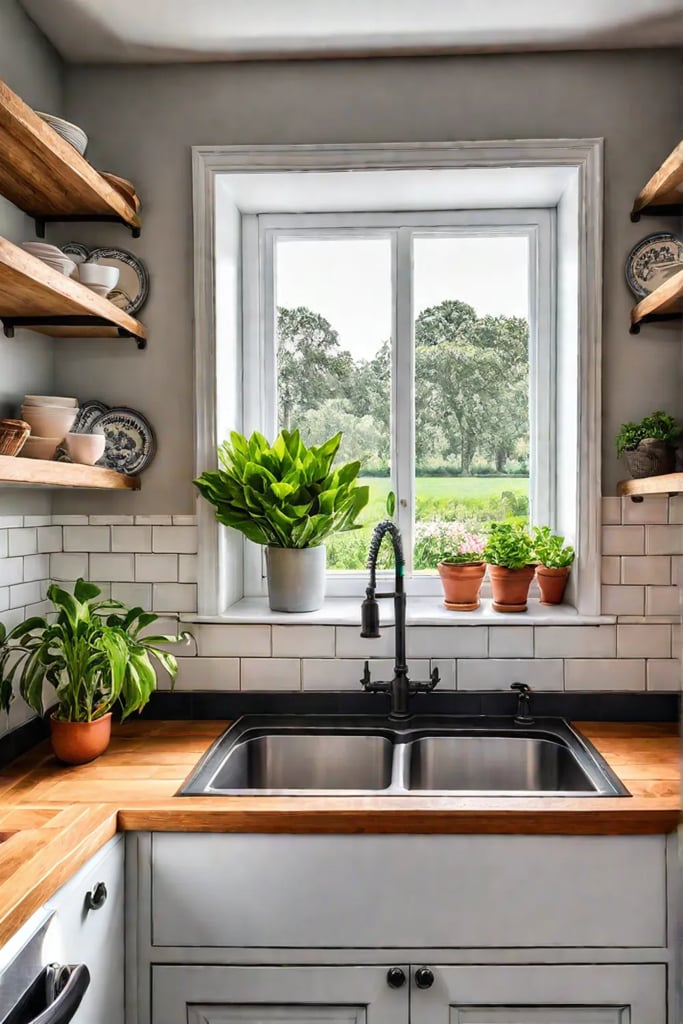 Small cottage kitchen with garden view