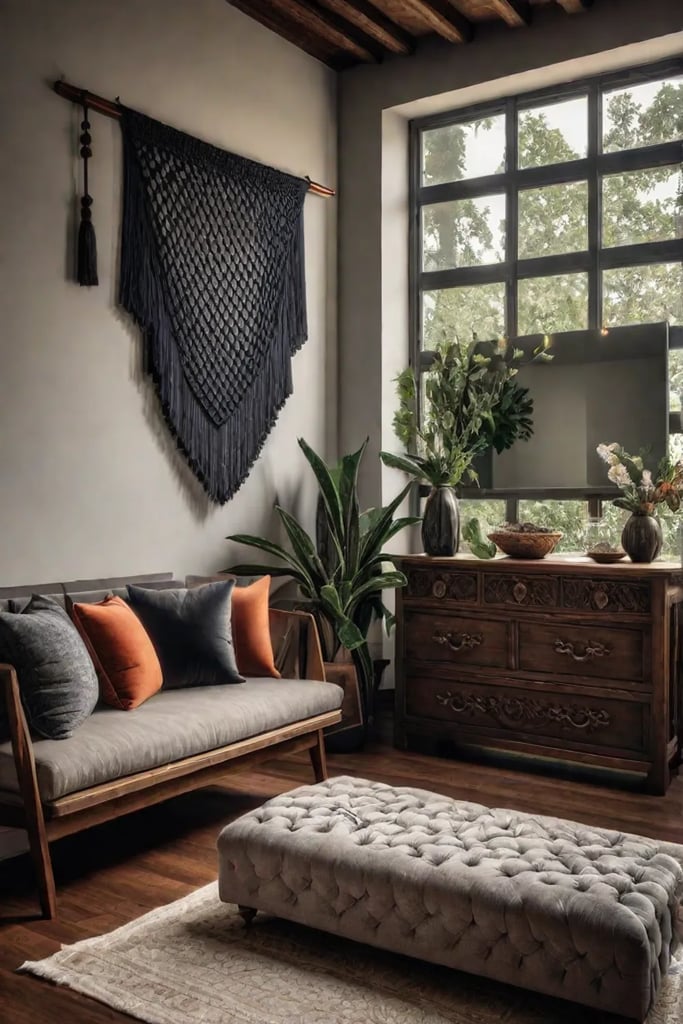 Bohemian decor macrame wall hanging textile art