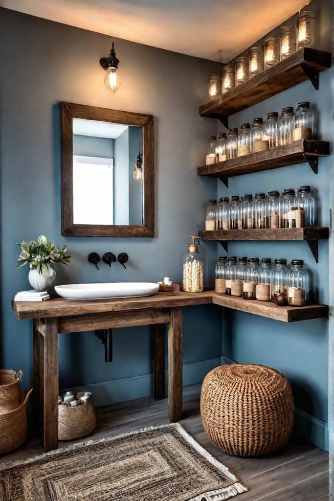 Budgetfriendly bathroom Edison bulb lights rustic charm