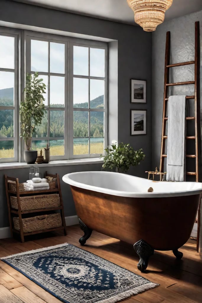 Cozy bathroom with rustic decor