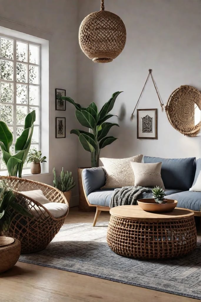 Eclectic and cozy living room with a bohemian vibe