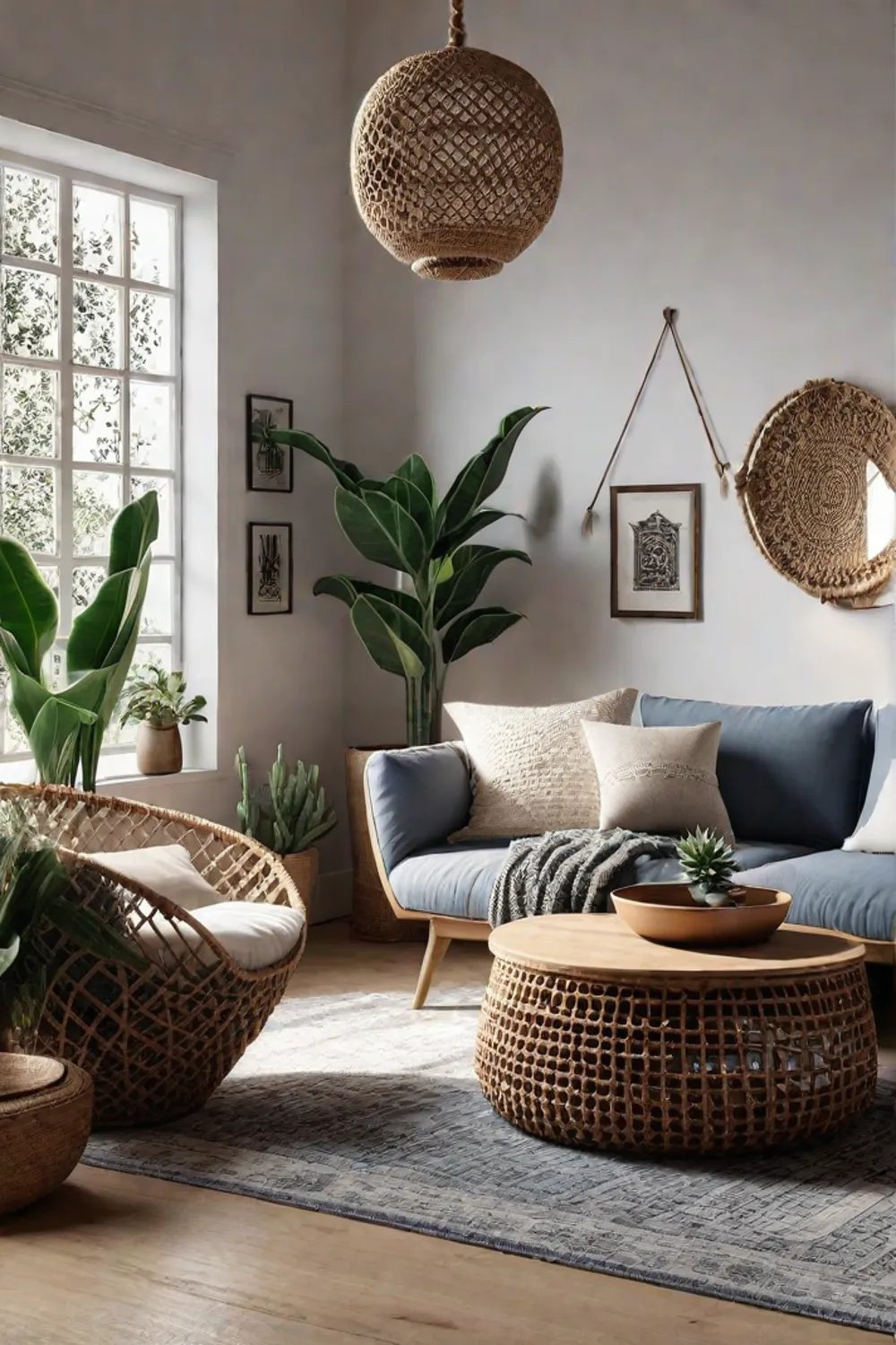 Eclectic and cozy living room with a bohemian vibe