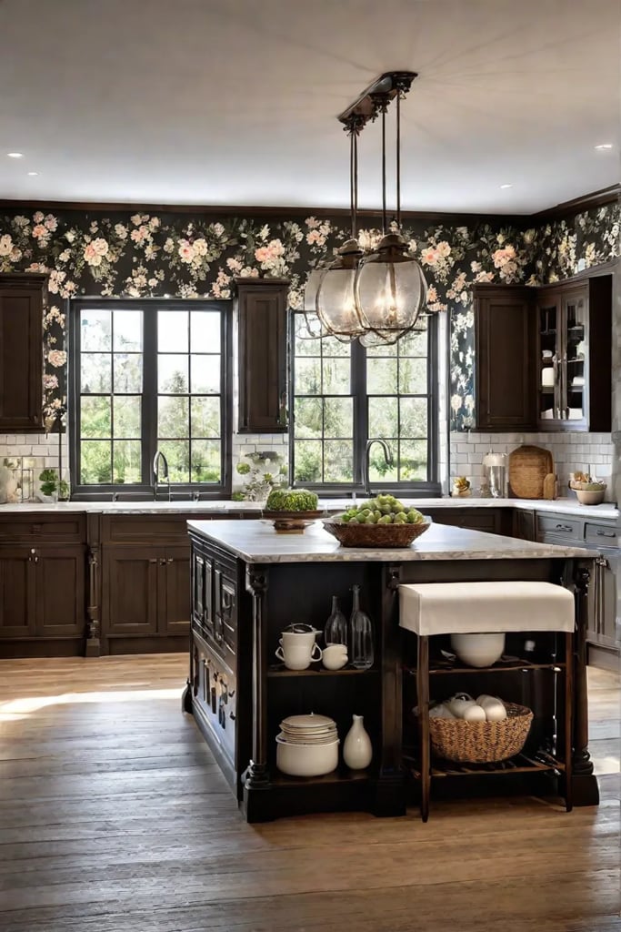 Farmhouse kitchen floral vinyl wrap