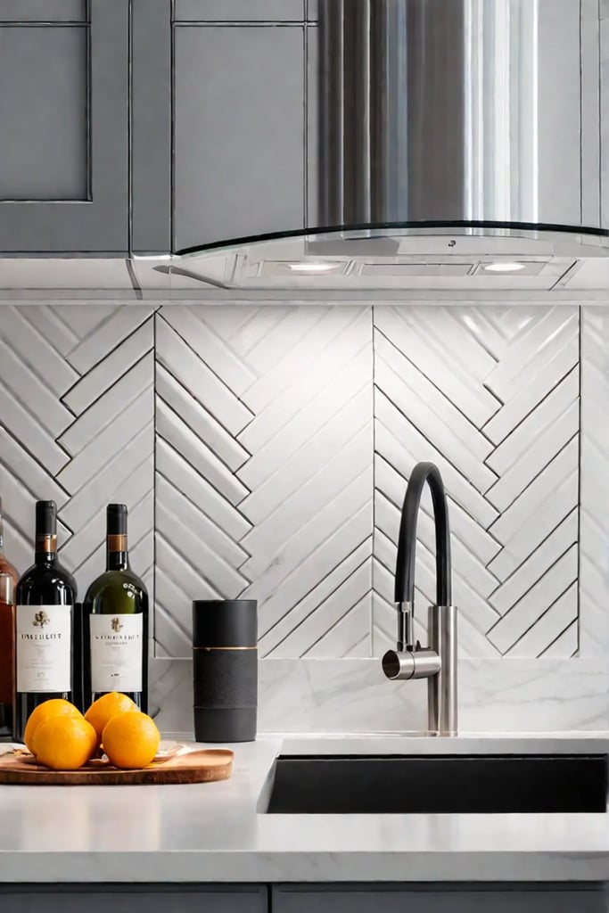 Herringbone backsplash pattern