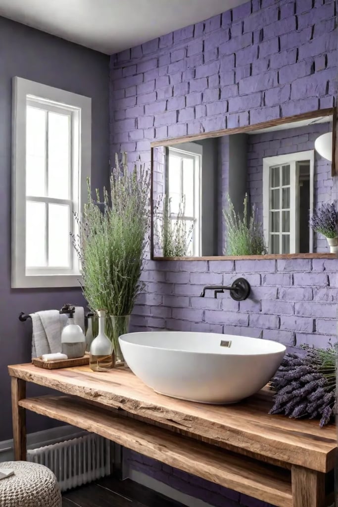 Liveedge wood dried lavender rustic bathroom ideas