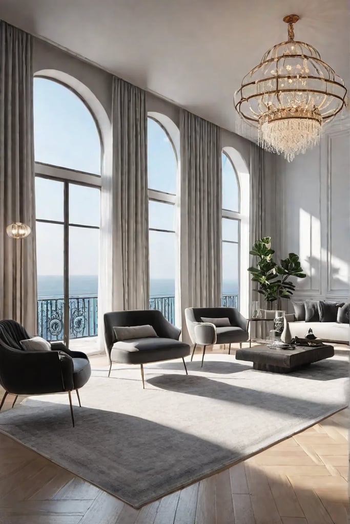 Living room with floortoceiling curtains