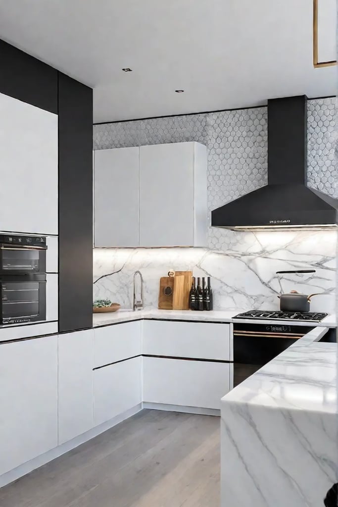 Marble backsplash continuous design