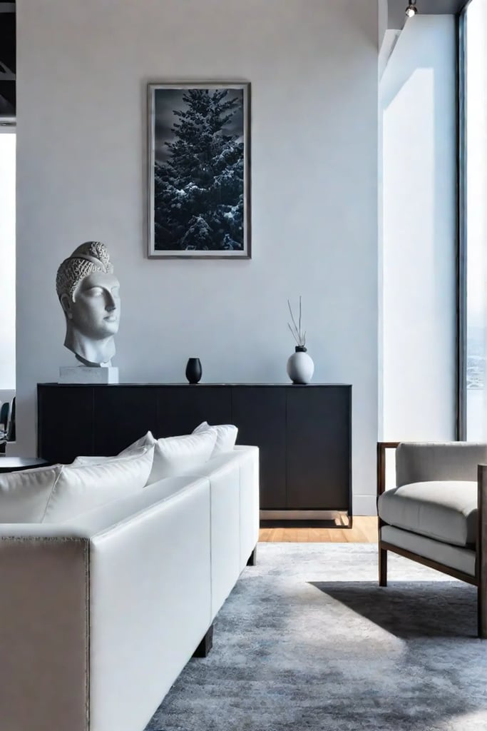 Minimalist decor sculpture on pedestal artistic statement