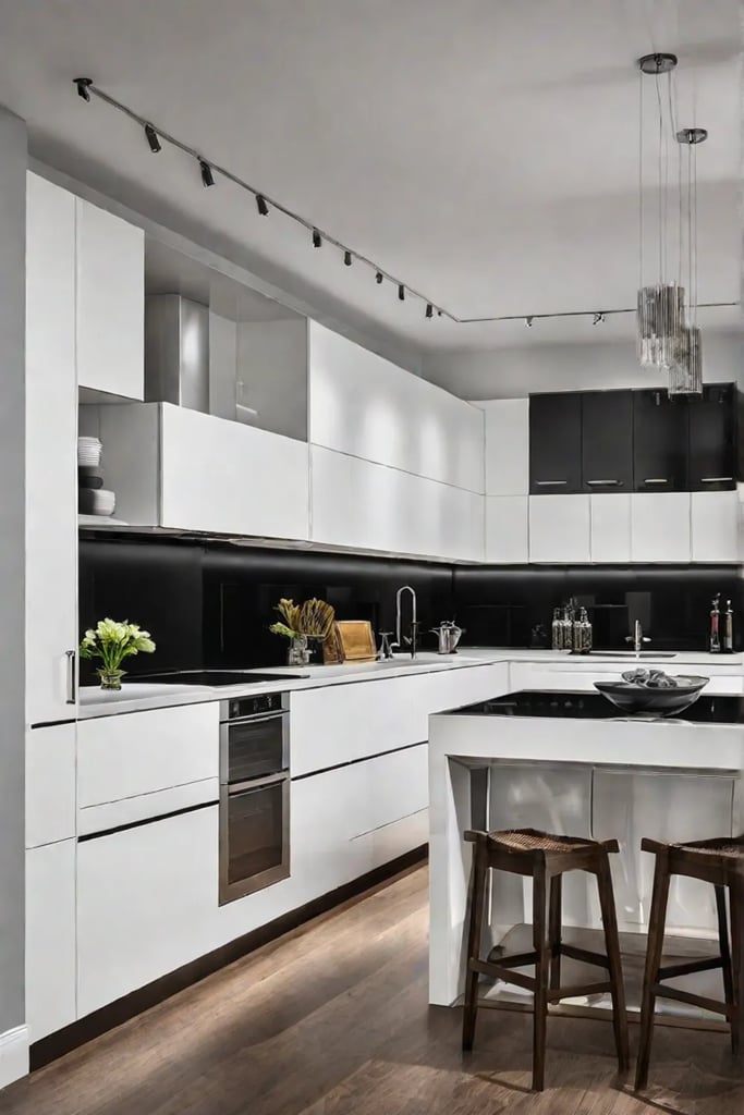 Minimalist kitchen with a bold backsplash statement