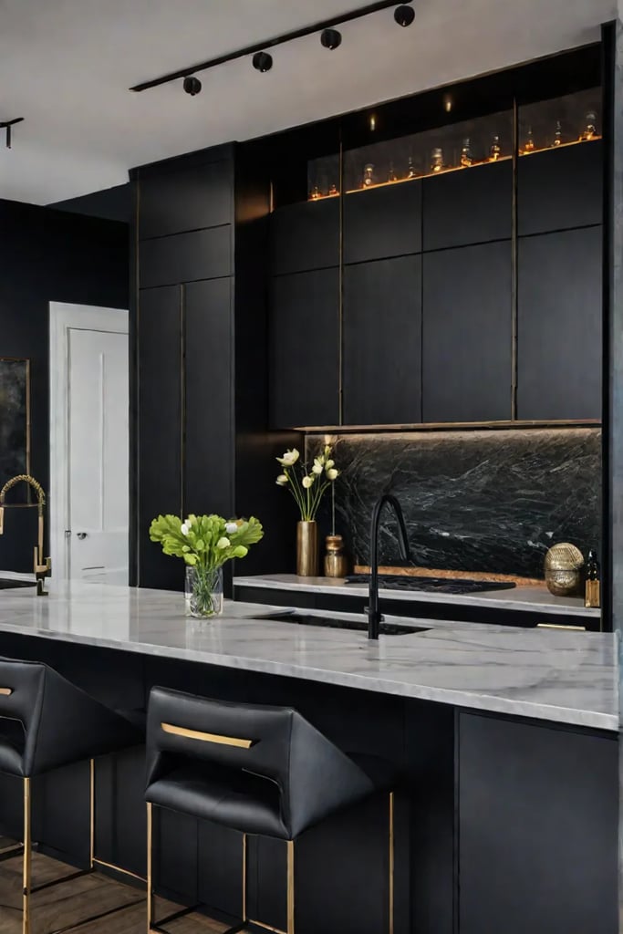 Modern cabinets matte black accents updated hardware
