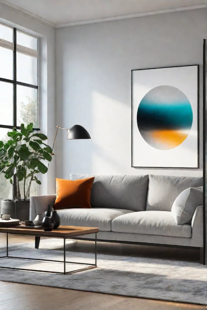 Modern living room leaning art abstract painting