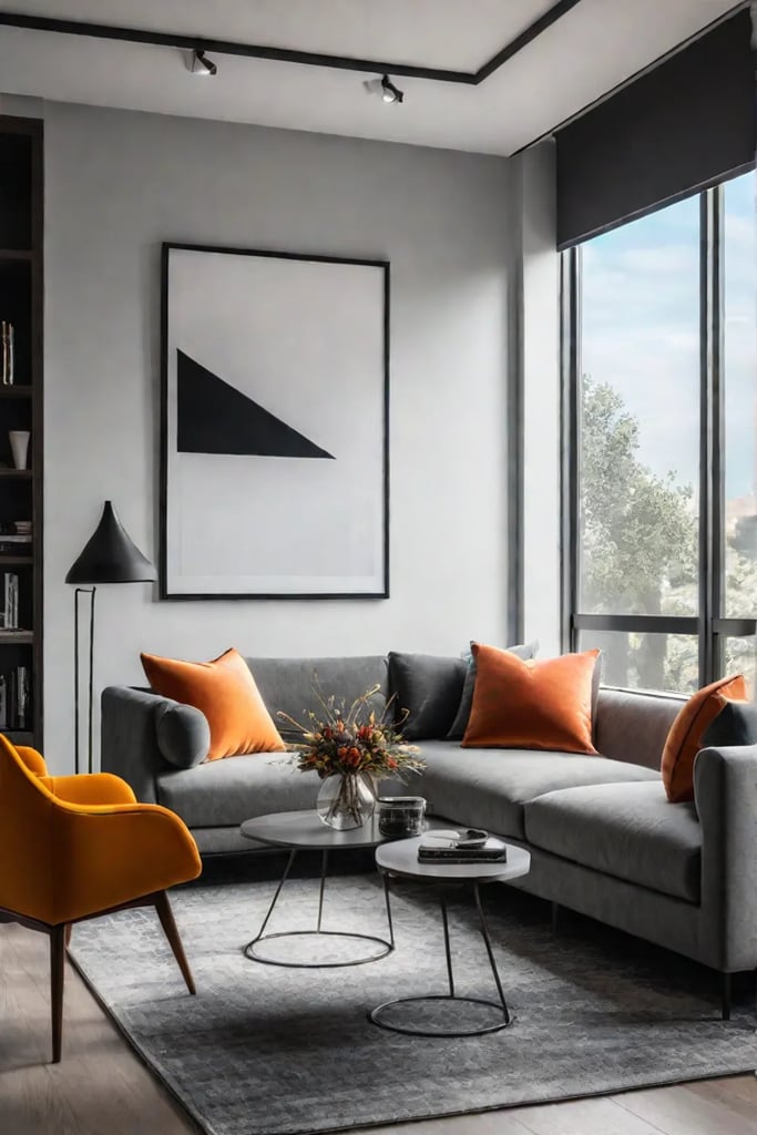 Modern living room with colorful accents