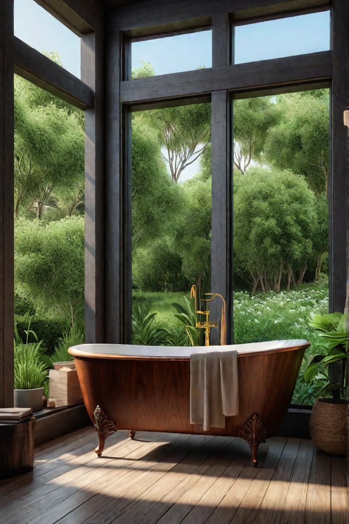 Natureinspired rustic bathroom outdoor views calming ambiance