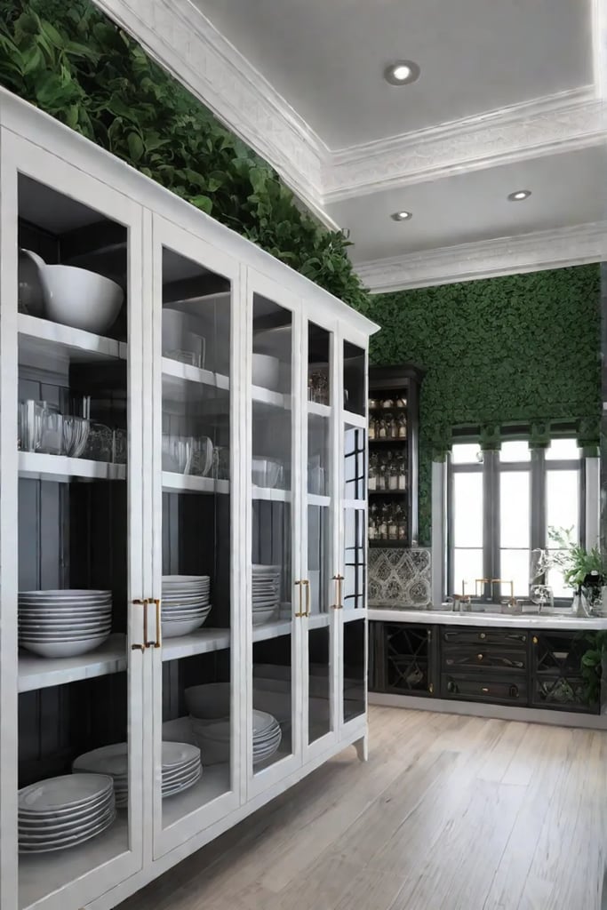 Removable wallpaper glassfront cabinets easy kitchen updates