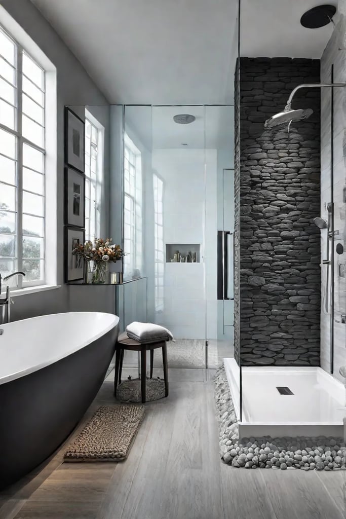 River rock floor skylight natural light