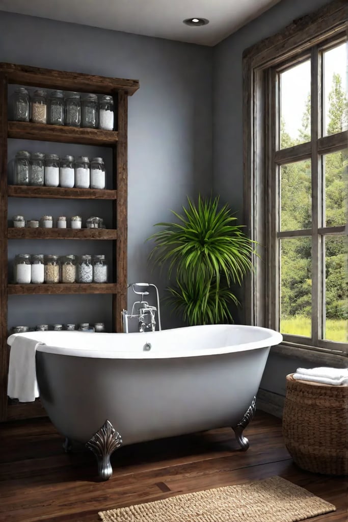 Rustic bathroom clawfoot tub reclaimed wood