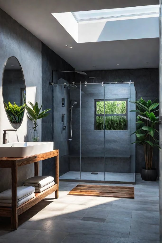 Rustic bathroom with walkin shower