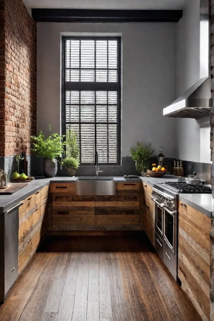 Rustic kitchen design with exposed brick
