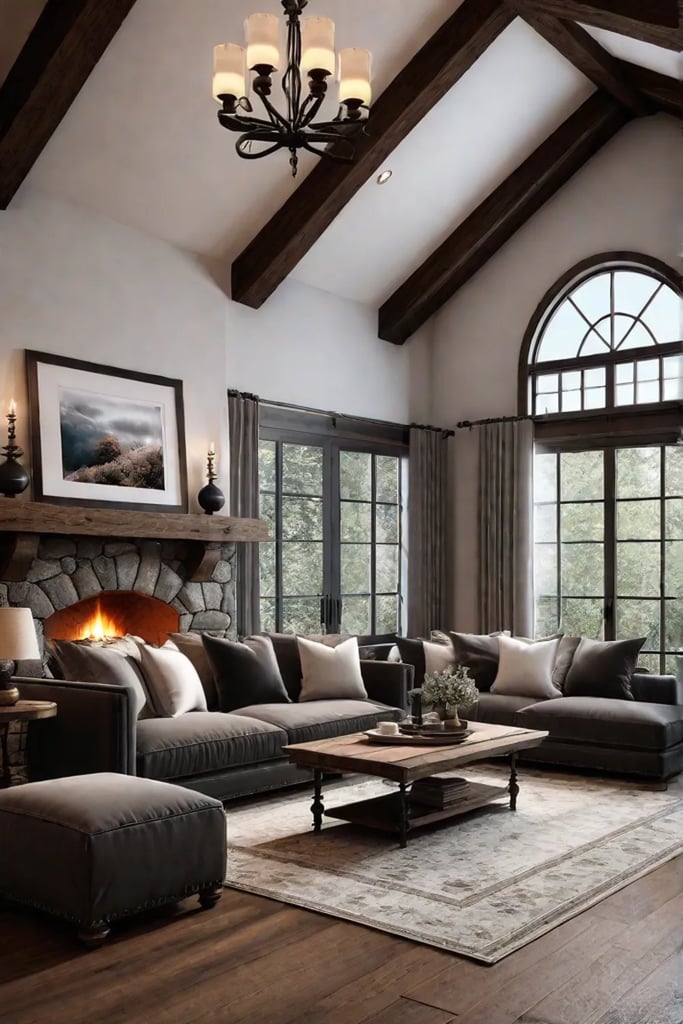 Rustic living room with warm lighting