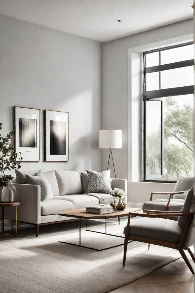 Serene minimalist living room with abundant natural light
