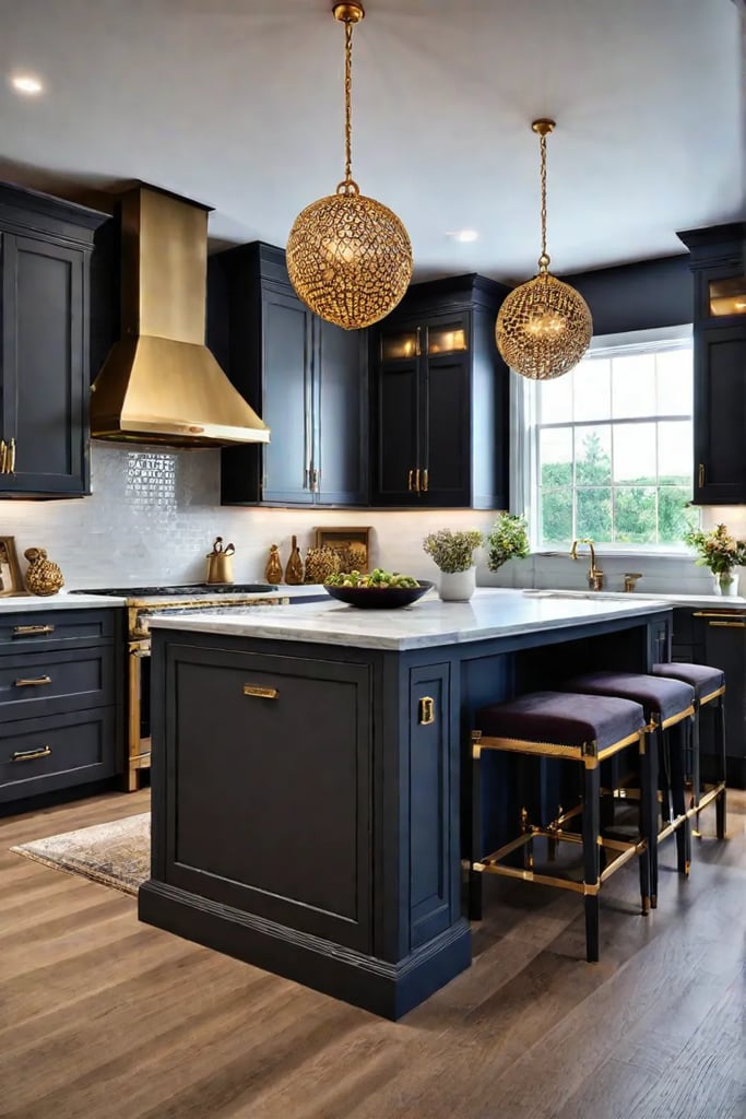Sophisticated kitchen with brushed gold accents