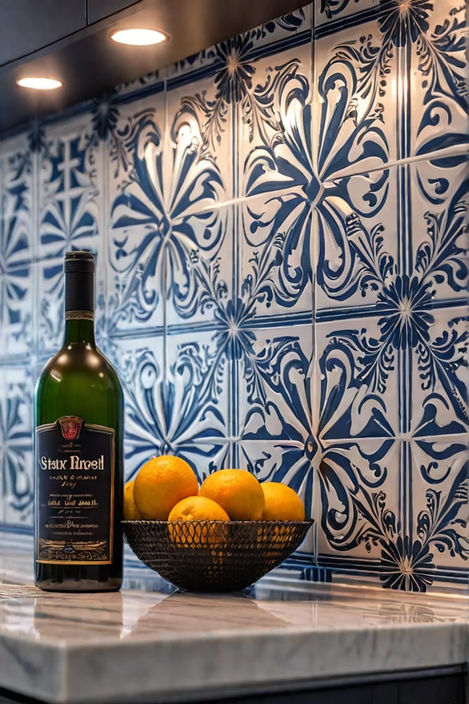 Stenciled kitchen backsplash