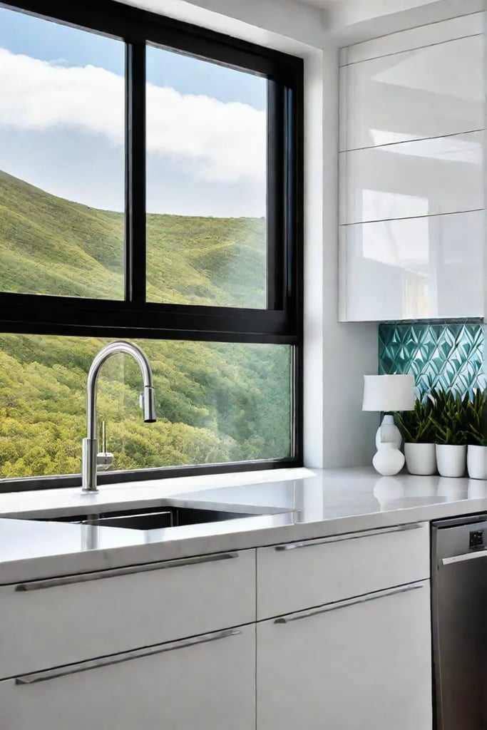 Stylish and functional midcentury kitchen with panoramic city views