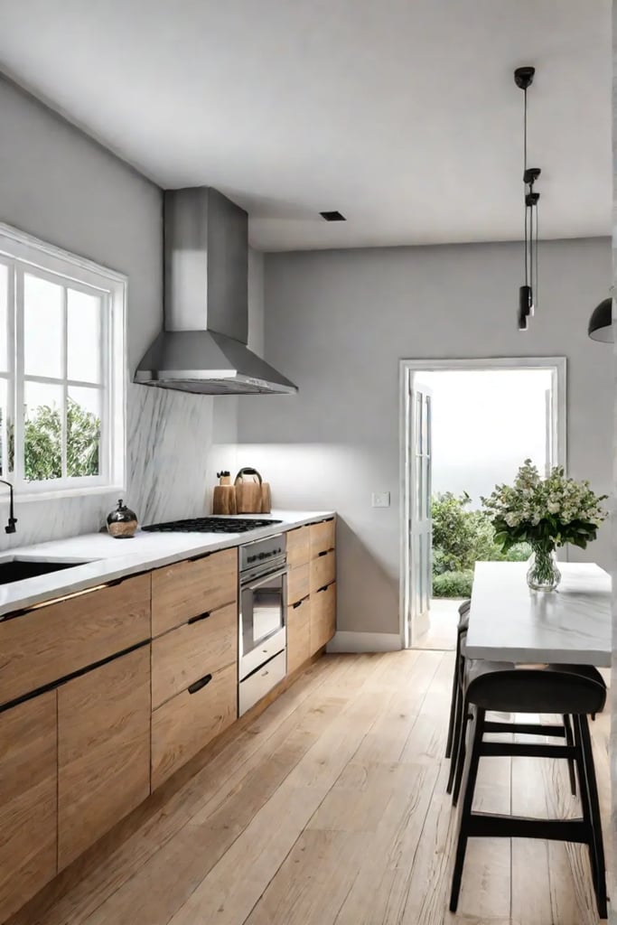 Timeless Shaker kitchen with natural wood cabinets