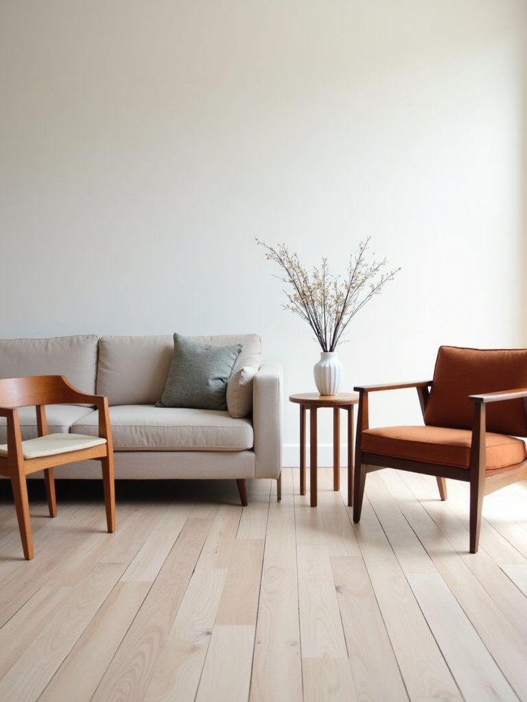 Simple living room featuring versatile accent chairs flanking a sofa, highlighting flexible seating options and a balanced, functional design.