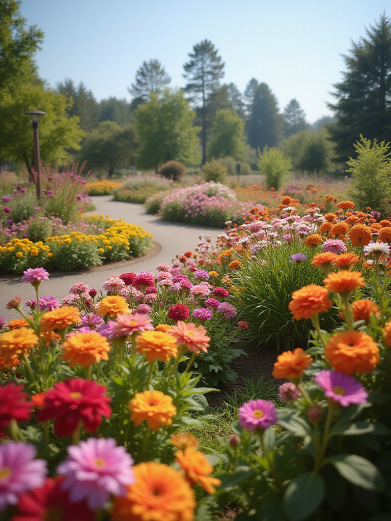 Lush and vibrant flower garden in full bloom