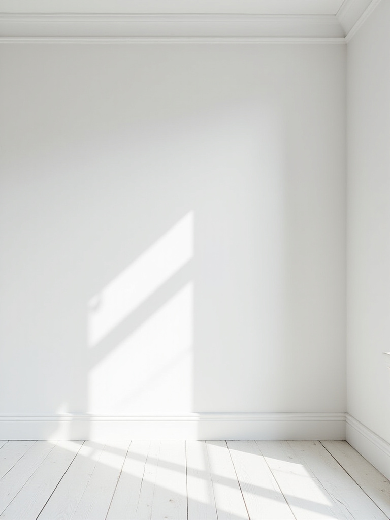 Serene white bedroom with classic white trim and molding details